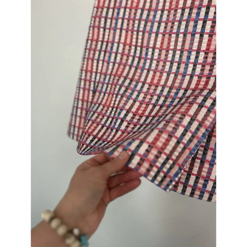 Akris Punto Textured Check Inverted Pleat Mini‎ Skirt Size 10 Academia Career